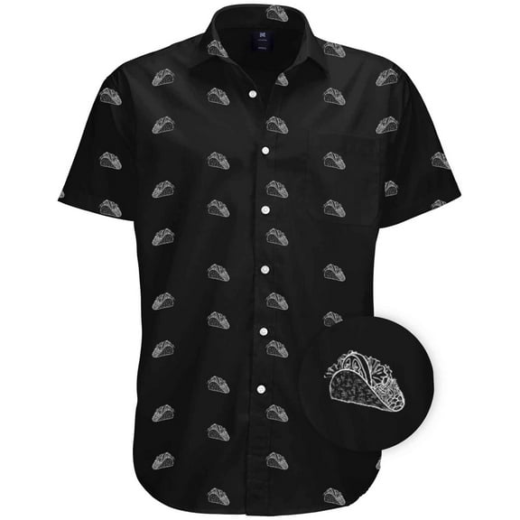 Visive Mens Big And Tall Short Sleeve Button Shirt, Printed Taco Shirts