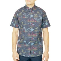 Visive Mens Big And Tall Short Sleeve Button Shirt, Printed Tropical Shirts