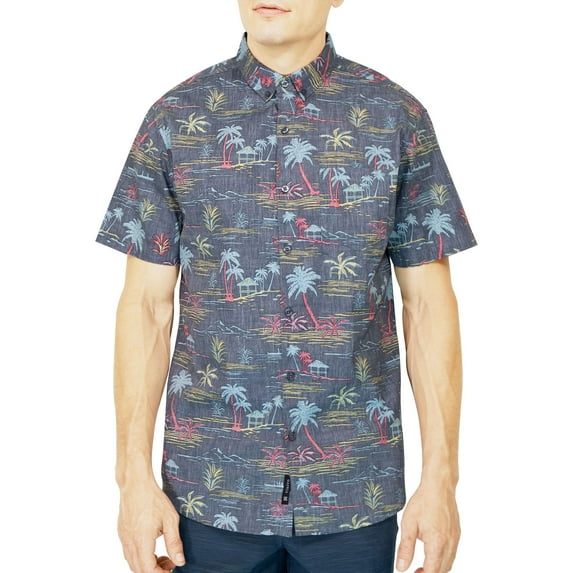 Visive Mens Big And Tall Short Sleeve Button Shirt, Printed Tropical Shirts