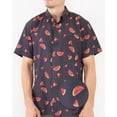 thumbnail image 1 of Men’s Short Sleeve Button Down Shirt – Watermelon Print Casual Funny Novelty Collared Summer Vacation Party Top, 1 of 11