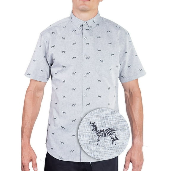 Visive Mens Big And Tall Short Sleeve Button Shirt, Printed Zebra Shirts