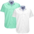 thumbnail image 1 of Visive Mens Big & Tall Dress Shirt 2-Pack - Oxford Short Sleeve Button Down - Modern Fit - Breathable Material - Variety of Colors - Perfect for Business, Casual & Vacation - Sizes S - 4XL For Big Men, 1 of 7