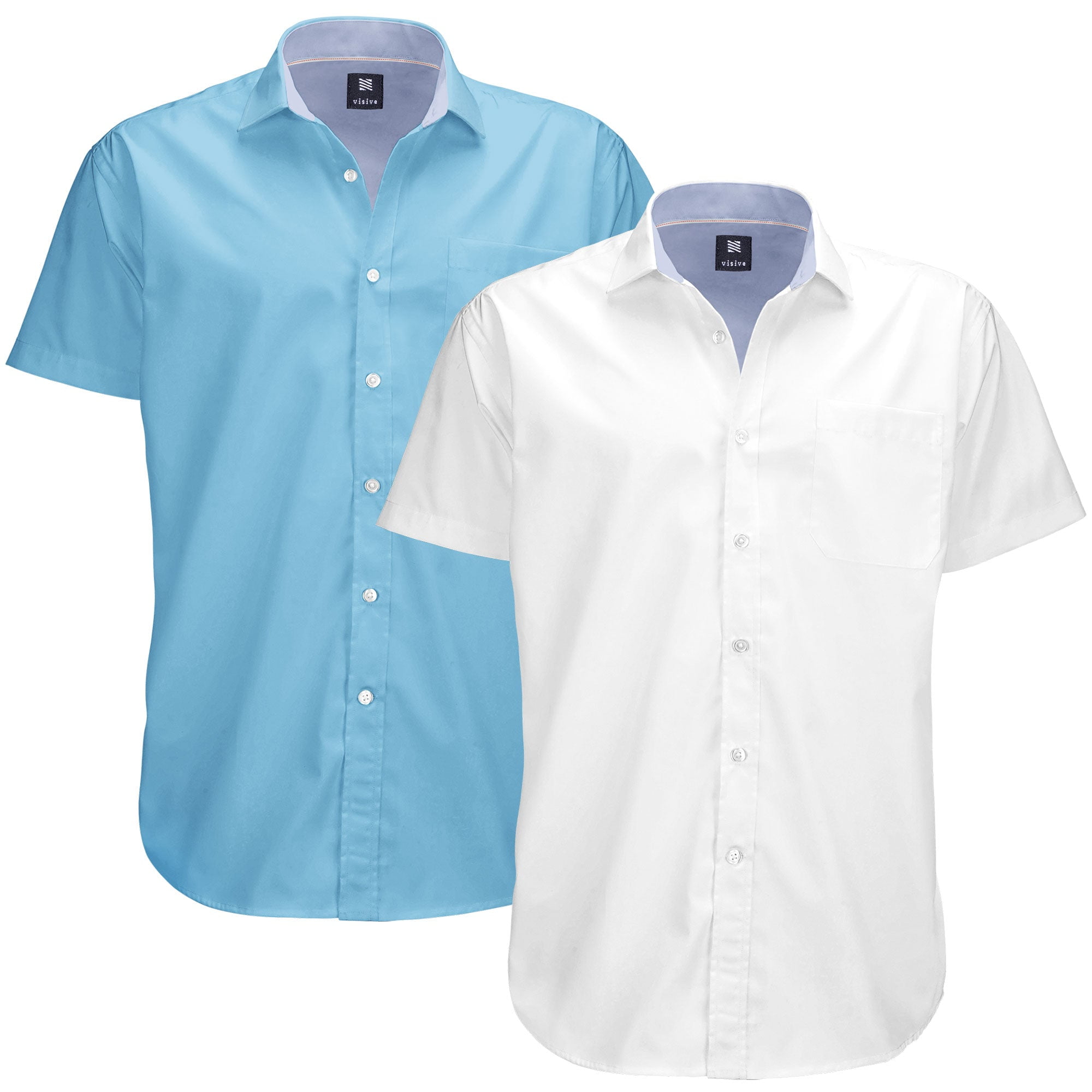 Visive Mens Big \u0026 Tall Dress Shirt 2-Pack - Oxford Short Sleeve Button Down  - Modern Fit - Breathable Material - Variety of Colors - Perfect for ..., image size:2000x2000