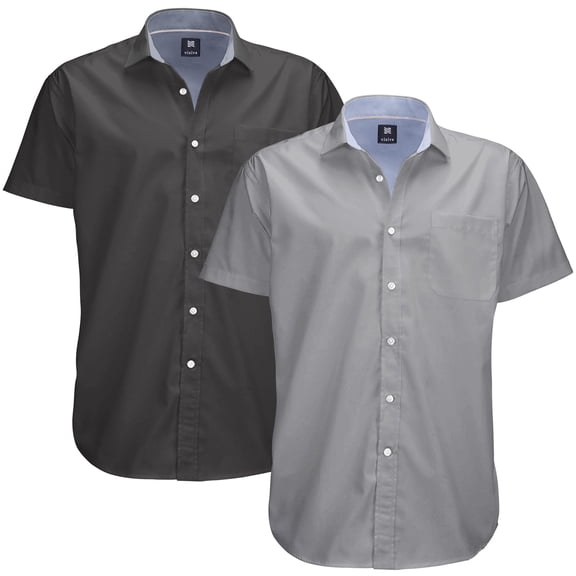 Visive Mens Big & Tall Dress Shirt 2-Pack - Oxford Short Sleeve Button Down - Modern Fit - Breathable Material - Variety of Colors - Perfect for Business, Casual & Vacation - Sizes S - 4XL For Big Men