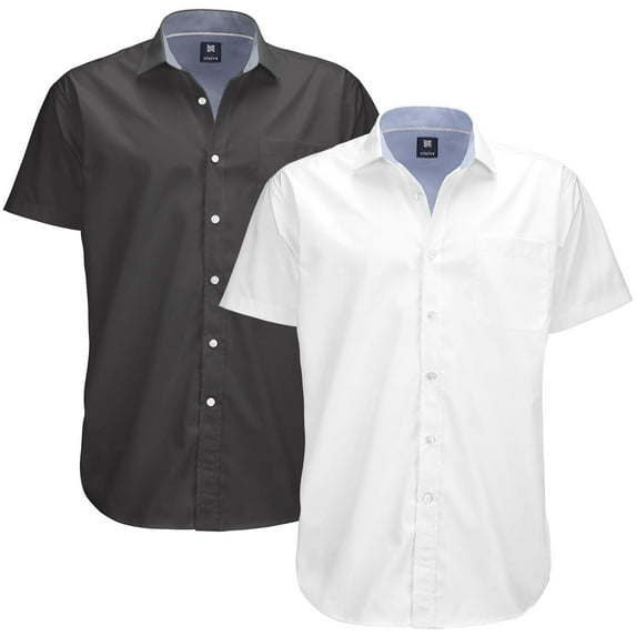 Visive Mens Big & Tall Dress Shirt 2-Pack - Oxford Short Sleeve Button Down - Modern Fit - Breathable Material - Variety of Colors - Perfect for Business, Casual & Vacation - Sizes S - 4XL For Big Men