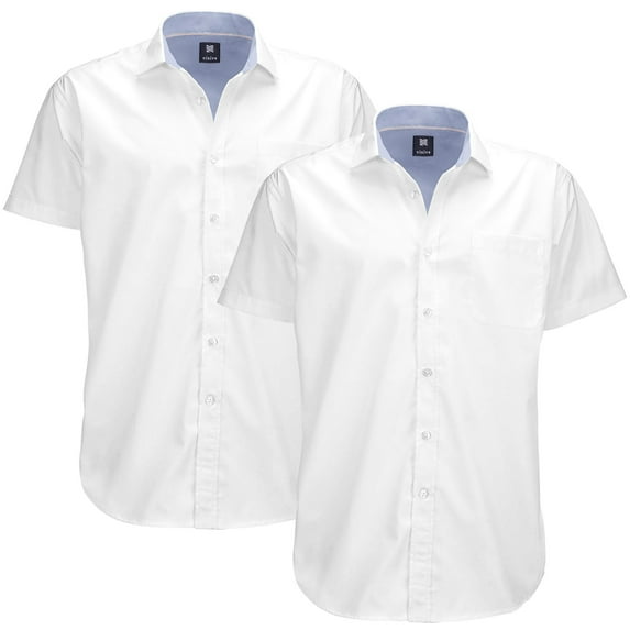 Visive Mens Big & Tall Dress Shirt 2-Pack - Oxford Short Sleeve Button Down - Modern Fit - Breathable Material - Variety of Colors - Perfect for Business, Casual & Vacation - Sizes S - 4XL For Big Men