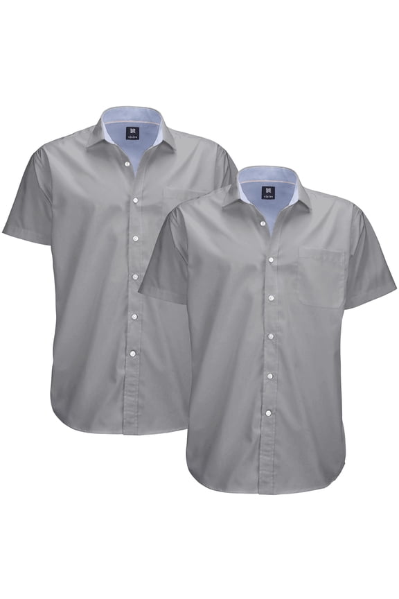 Mens Big & Tall Dress Shirt 2-Pack - Oxford Short Sleeve Button Down - Modern Fit - Breathable Material - Variety of Colors - Perfect for Business, Casual & Vacation - Sizes S - 4XL For Big Men