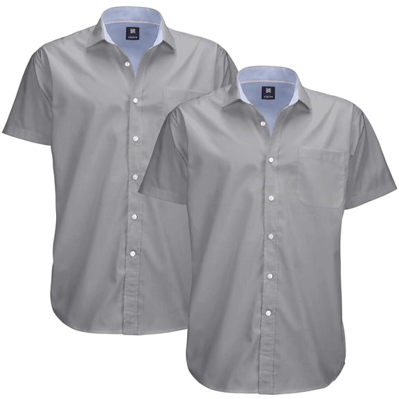 Visive Mens Big & Tall Dress Shirt 2-Pack - Oxford Short Sleeve Button Down - Modern Fit - Breathable Material - Variety of Colors - Perfect for Business, Casual & Vacation - Sizes S - 4XL For Big Men