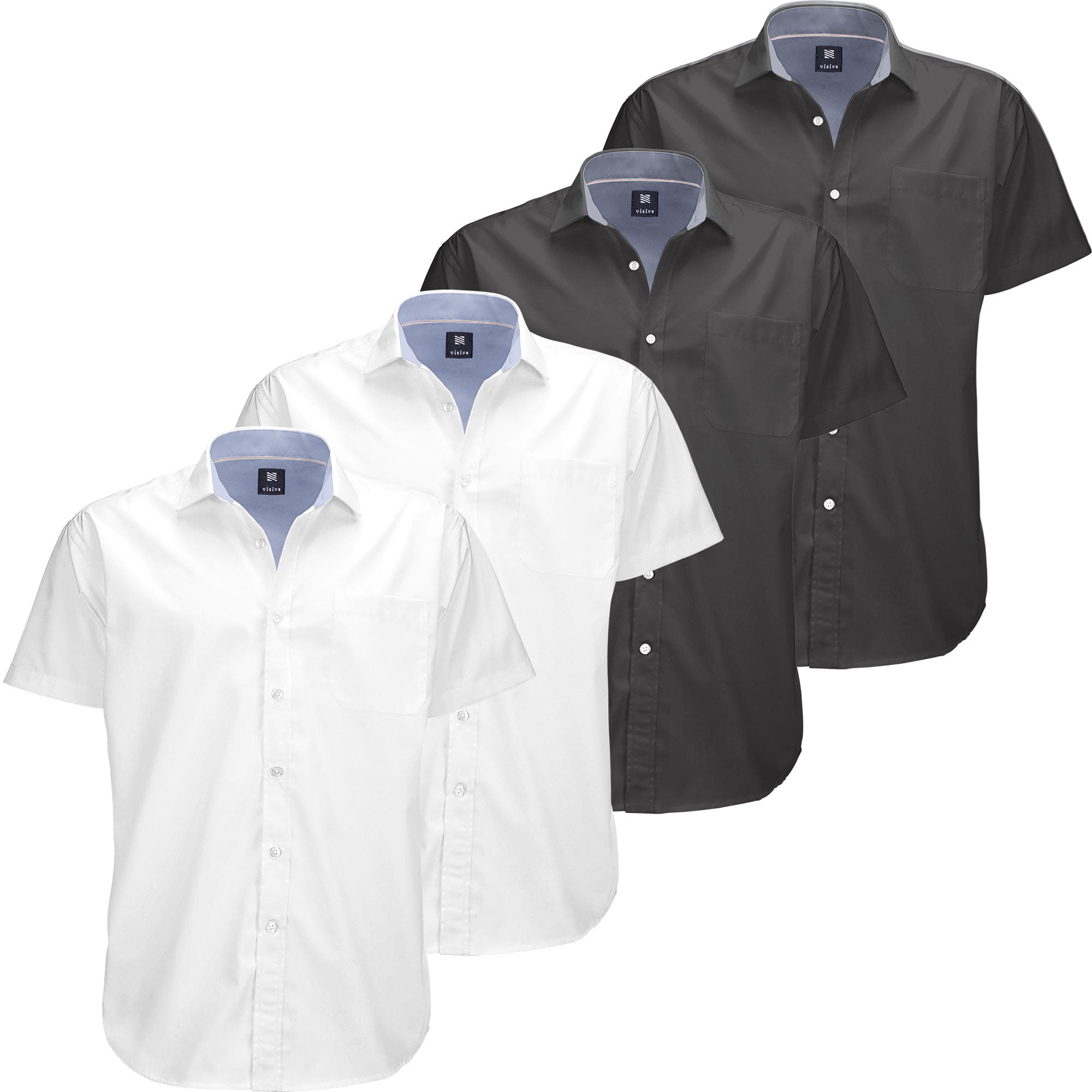 Visive Mens Big and Tall Oxford Shirt 4 Pack Button Down Short Sleeve
