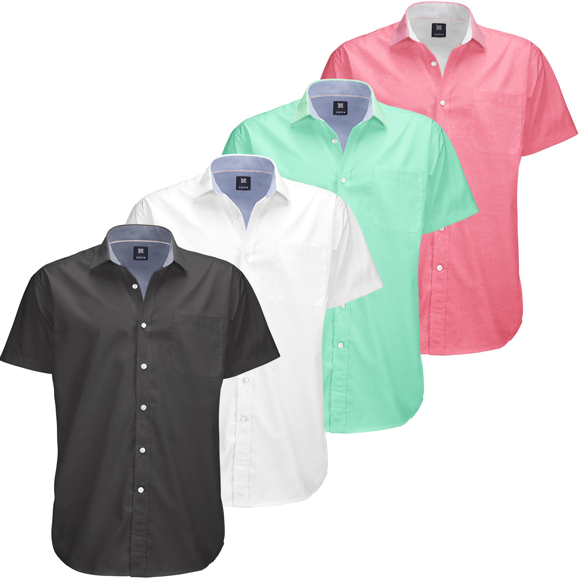 Visive Mens Big and Tall Oxford Shirt 4 Pack Button Down Short Sleeve