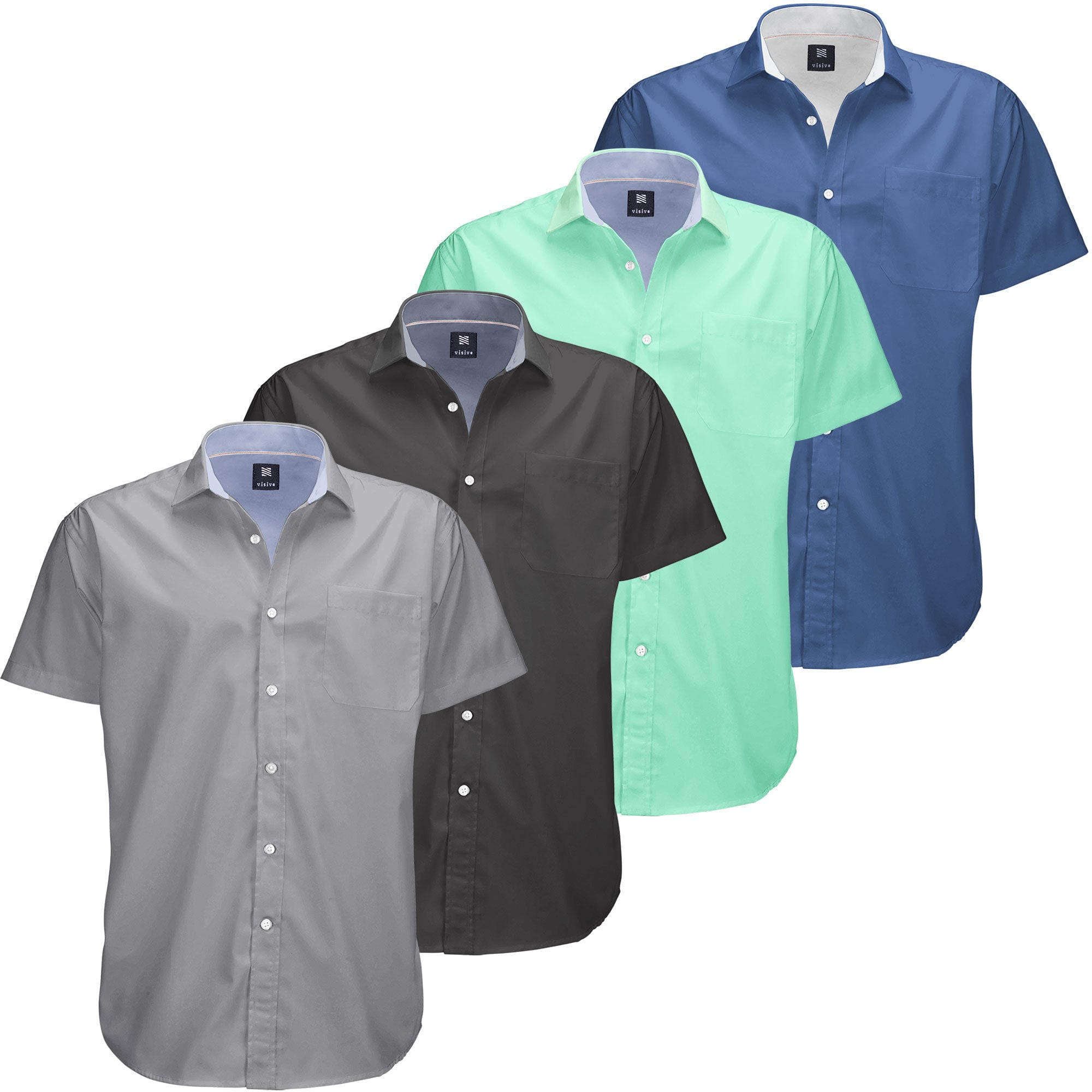 Visive Mens Big and Tall Oxford Shirt 4 Pack Button Down Short Sleeve