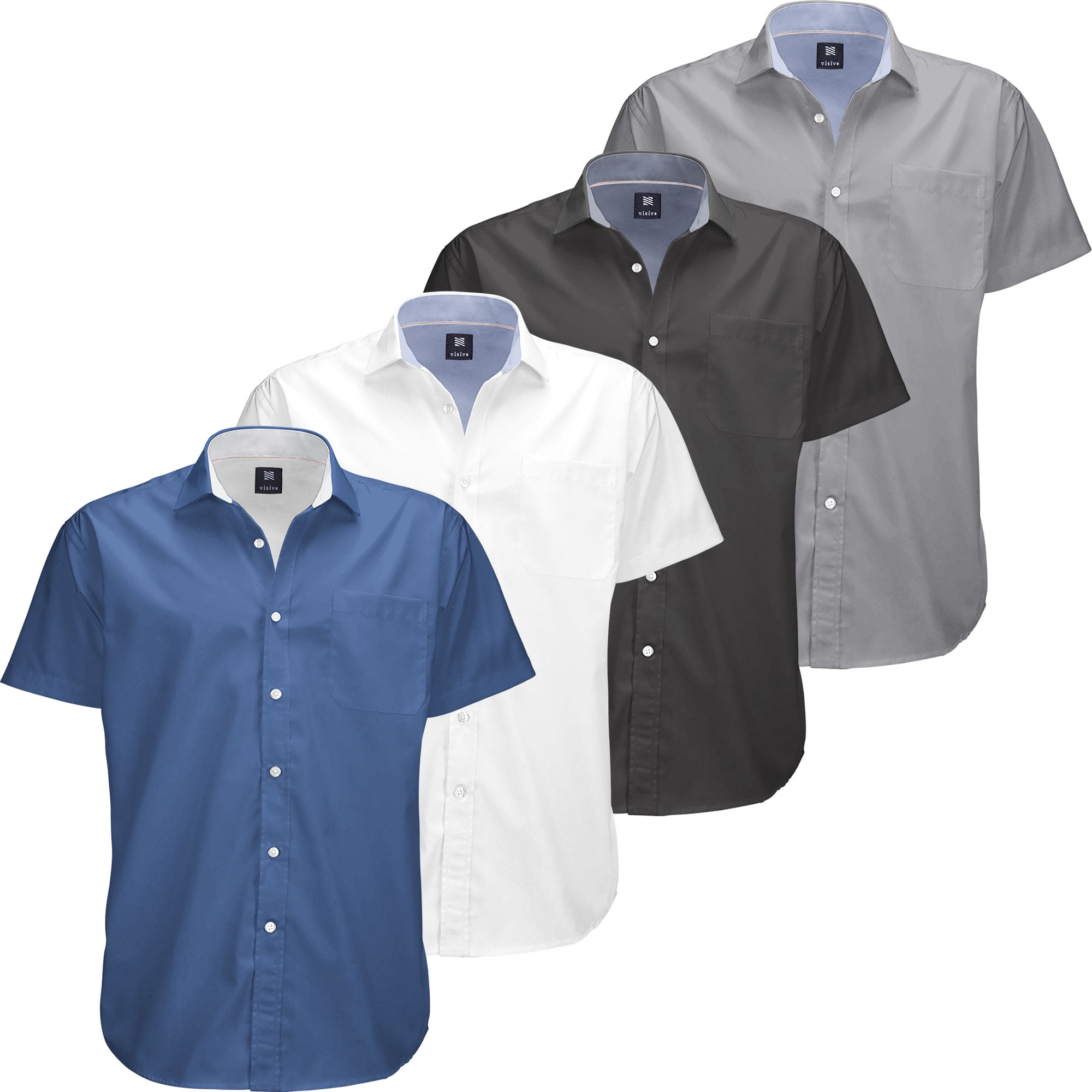 Visive Mens Big and Tall Oxford Shirt 4 Pack Button Down Short Sleeve