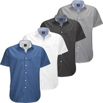 Visive Mens Big and Tall Oxford Shirt - 4 Pack Button Down Short Sleeve Dress Shirt - Versatile for Business & Casual Events - Comfort Fit - Breathable Material - Sizes small to 4XL For Big men