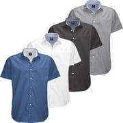 VISIVE Mens Big and Tall Oxford Shirt - 4 Pack Button Down Short Sleeve Dress Shirt - Versatile for Business & Casual Events - Comfort Fit - Breathable Material - Sizes small to 4XL For Big men