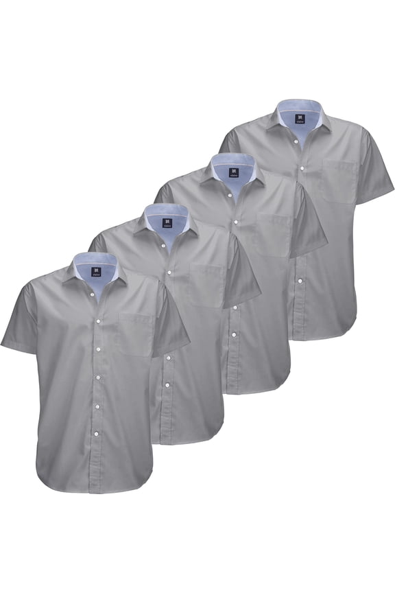 Mens Big and Tall Oxford Shirt - 4 Pack Button Down Short Sleeve Dress Shirt - Versatile for Business & Casual Events - Comfort Fit - Breathable Material - Sizes small to 4XL For Big men