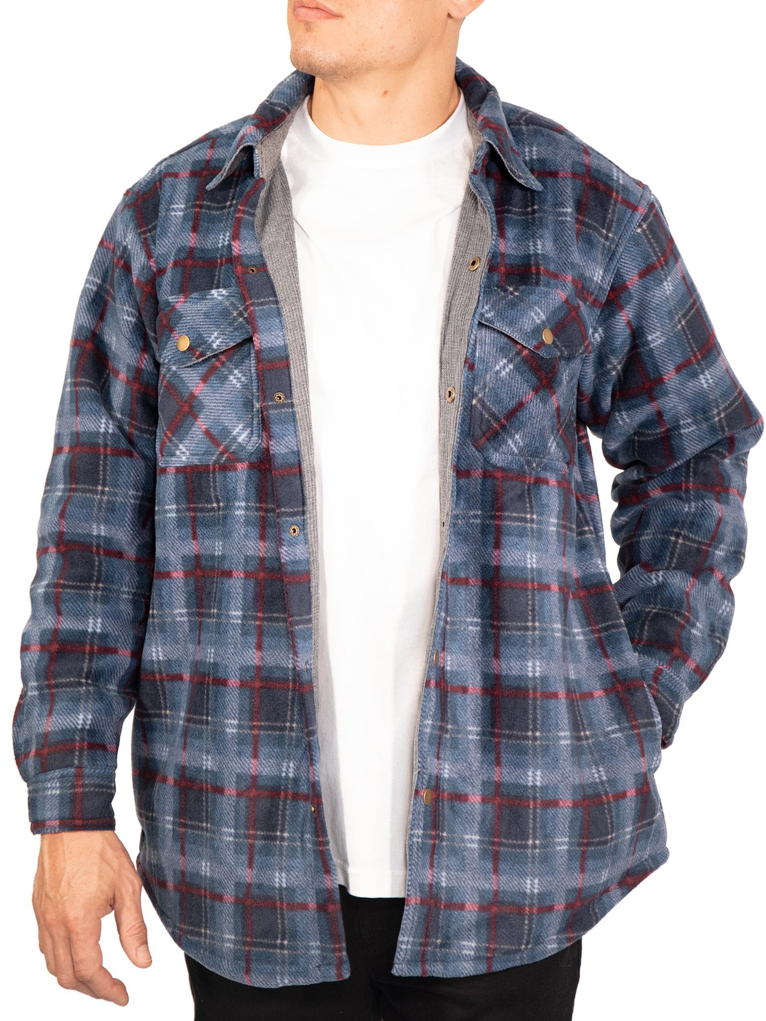 Visive Mens Flannel Jacket Shirt Big And Tall Heavy Button Down Thermal ...