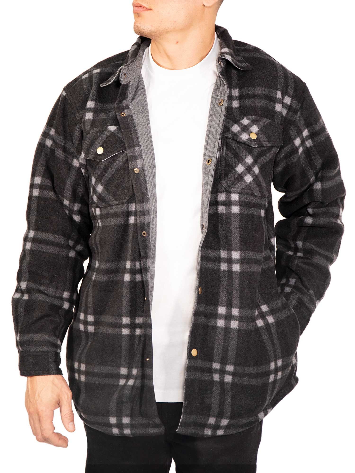 Visive Mens Flannel Jacket Shirt Big And Tall Heavy Button Down Thermal ...