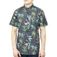 thumbnail image 1 of Men’s Flamingo Print Button Down Shirt – Tropical Short Sleeve Casual Vacation Party Top, 1 of 9