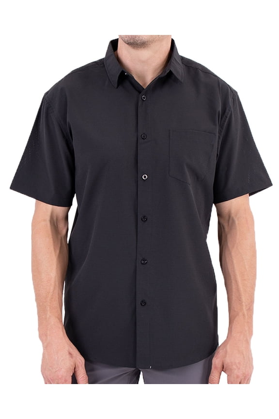 Mens Short Sleeve Button Up Dress Shirts - Black - Small