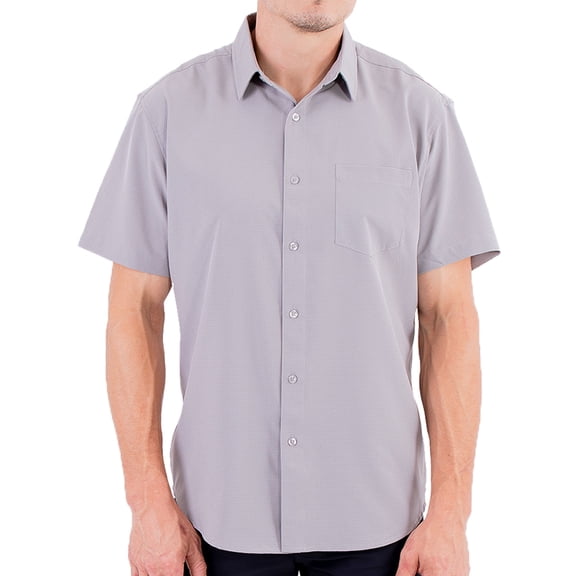 Visive Mens Short Sleeve Button Up Dress Shirts - Grey - Large