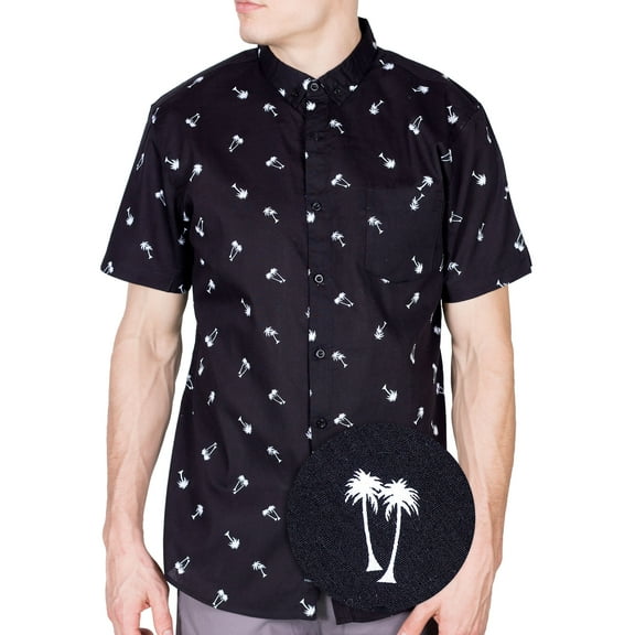 Visive Mens and Big Mens Tropical Hawaiian Printed Short Sleeve Casual Button Down Shirt, up to size 4XL