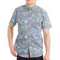 Visive Mens and Big Mens Tropical Hawaiian Printed Short Sleeve Casual Button Down Shirt, up to size 4XL