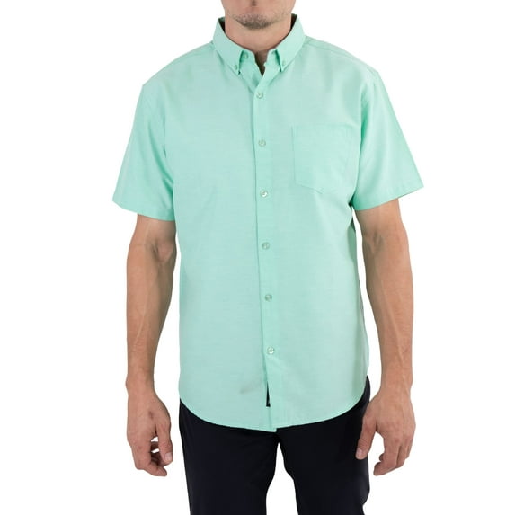 Visive Oxford Men's Dress Shirt - Short Sleeve Button Down - Comfortable Casual Fit - Available in Big and Tall Sizes - Solid Modern Colors - For All Occasions - Versatile for Office and Casual Wear