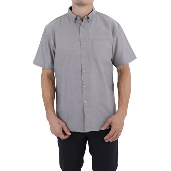 Visive Oxford Men's Dress Shirt - Short Sleeve Button Down - Comfortable Casual Fit - Available in Big and Tall Sizes - Solid Modern Colors - For All Occasions - Versatile for Office and Casual Wear