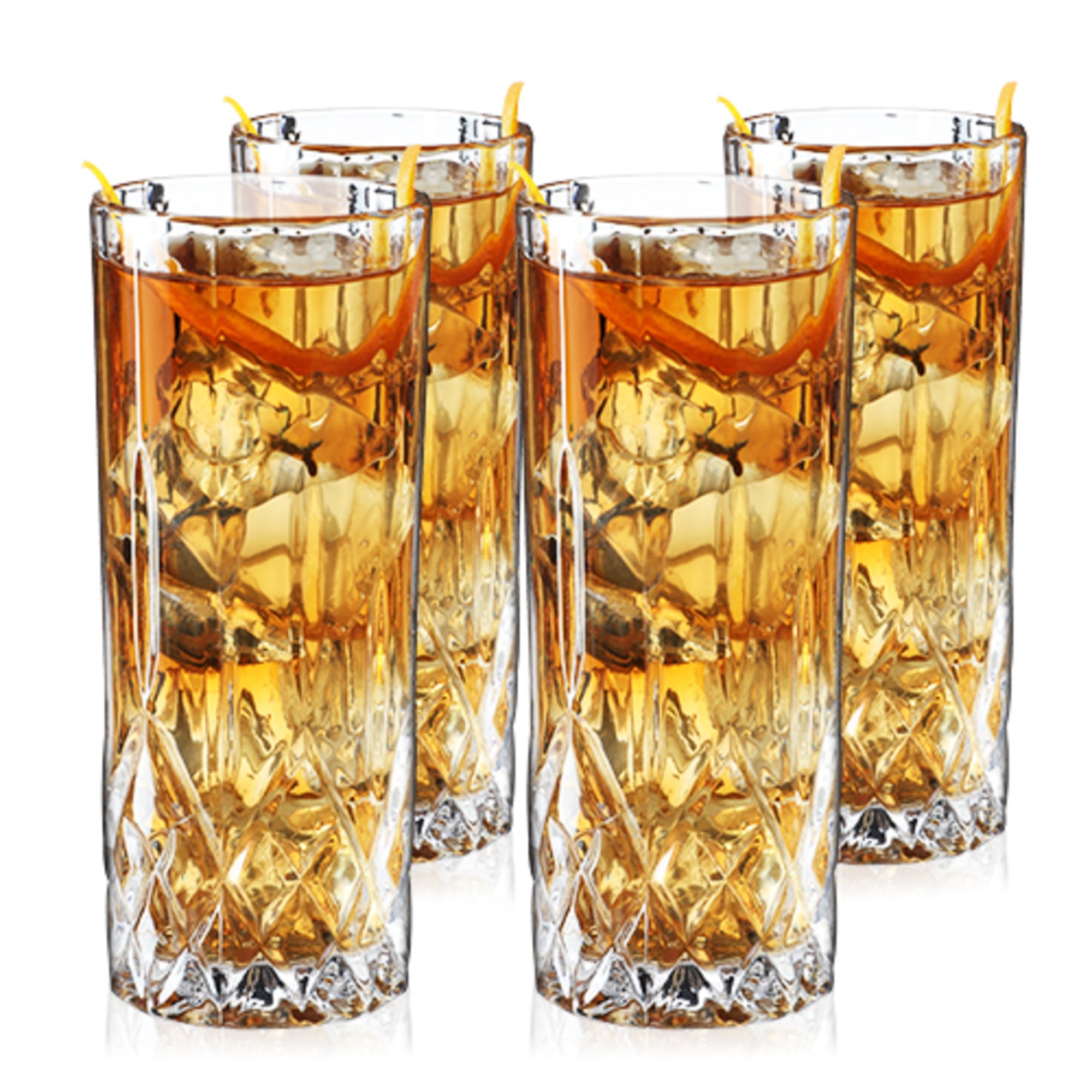 Admiral Cut Crystal Tall Highball Glasses Set of 4