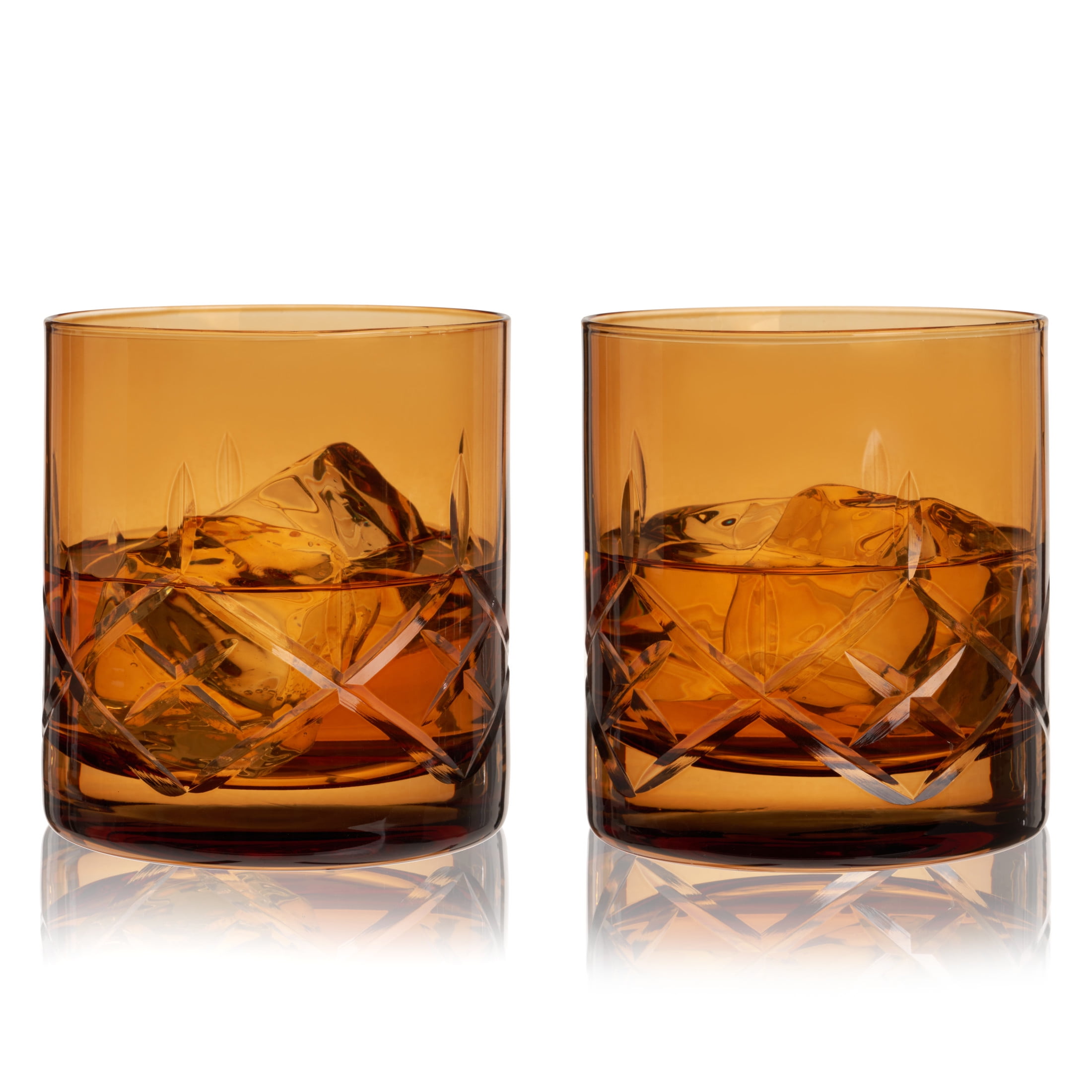 Viski Admiral Rocks Glasses for Whiskey, Margarita, 11.5 oz Set of 2, Amber  - Walmart.com