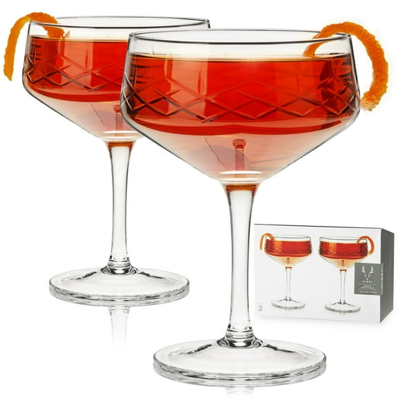 Viski Admiral Coupe Glasses, Manhattan Champagne Glasses, 7 oz, Set of 2