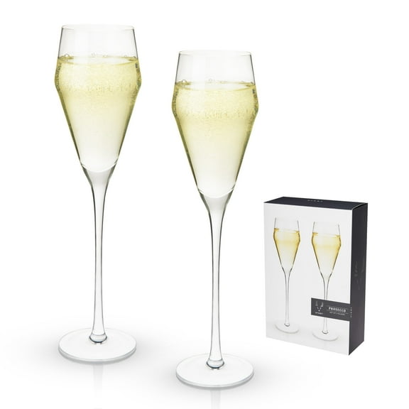 Viski Angled Prosecco Glasses for Dinner, Holiday, Party Gifts 8oz Set of 2