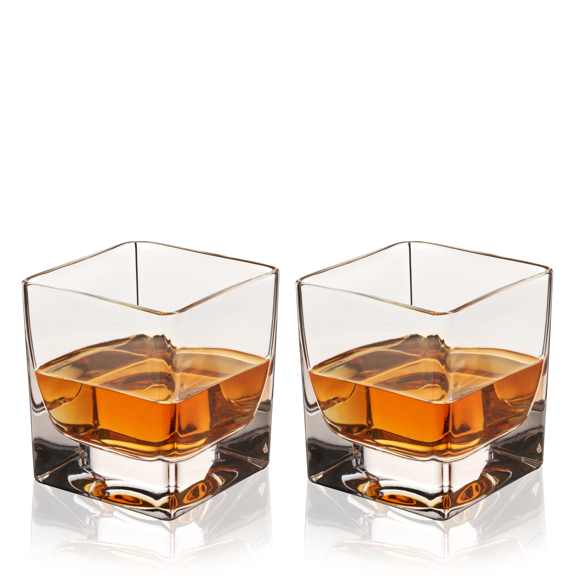 Viski 10oz Clear Crystal Square Rocks Glass Set