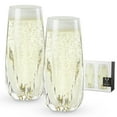 thumbnail image 1 of Viski Cactus Stemless Champagne Flutes, Drinking Glasses, 8oz Set of 2, 1 of 8