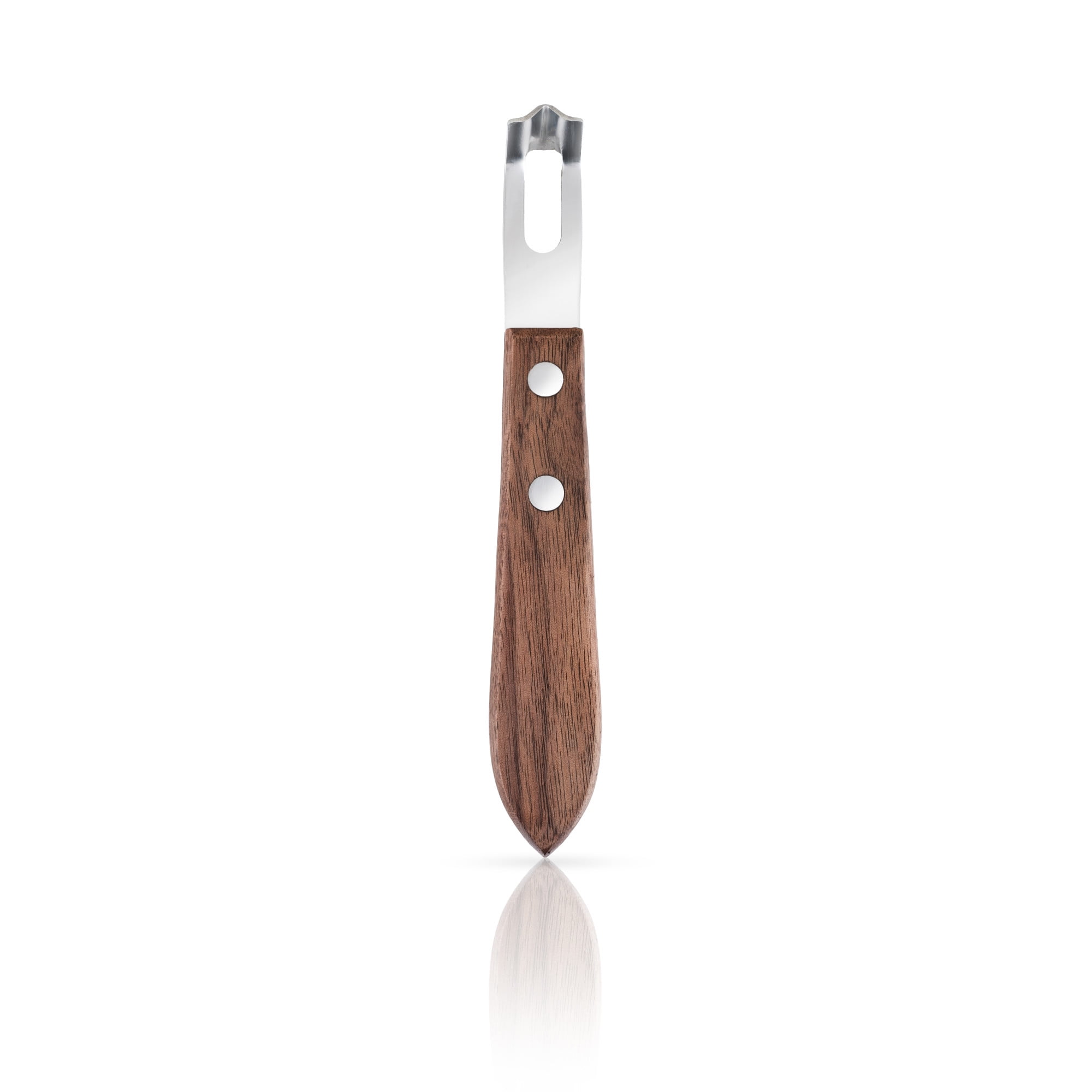 Viski Channel Knife, Cocktail Garnish Citrus Zester, Walnut Wood & Stainless Steel Bar Tool with Rivets, Set of 1