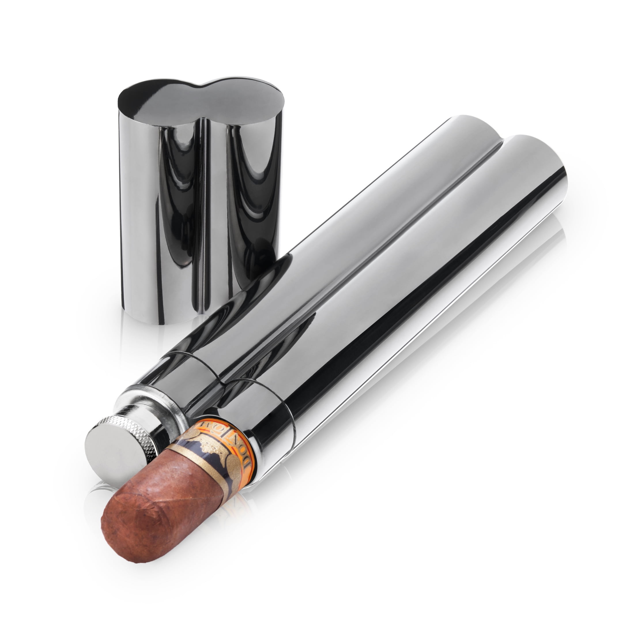 flask with cigarette holder Viski Cigar Holder with 2oz Liquor Flask Cigar Case and Flask Combo for Men