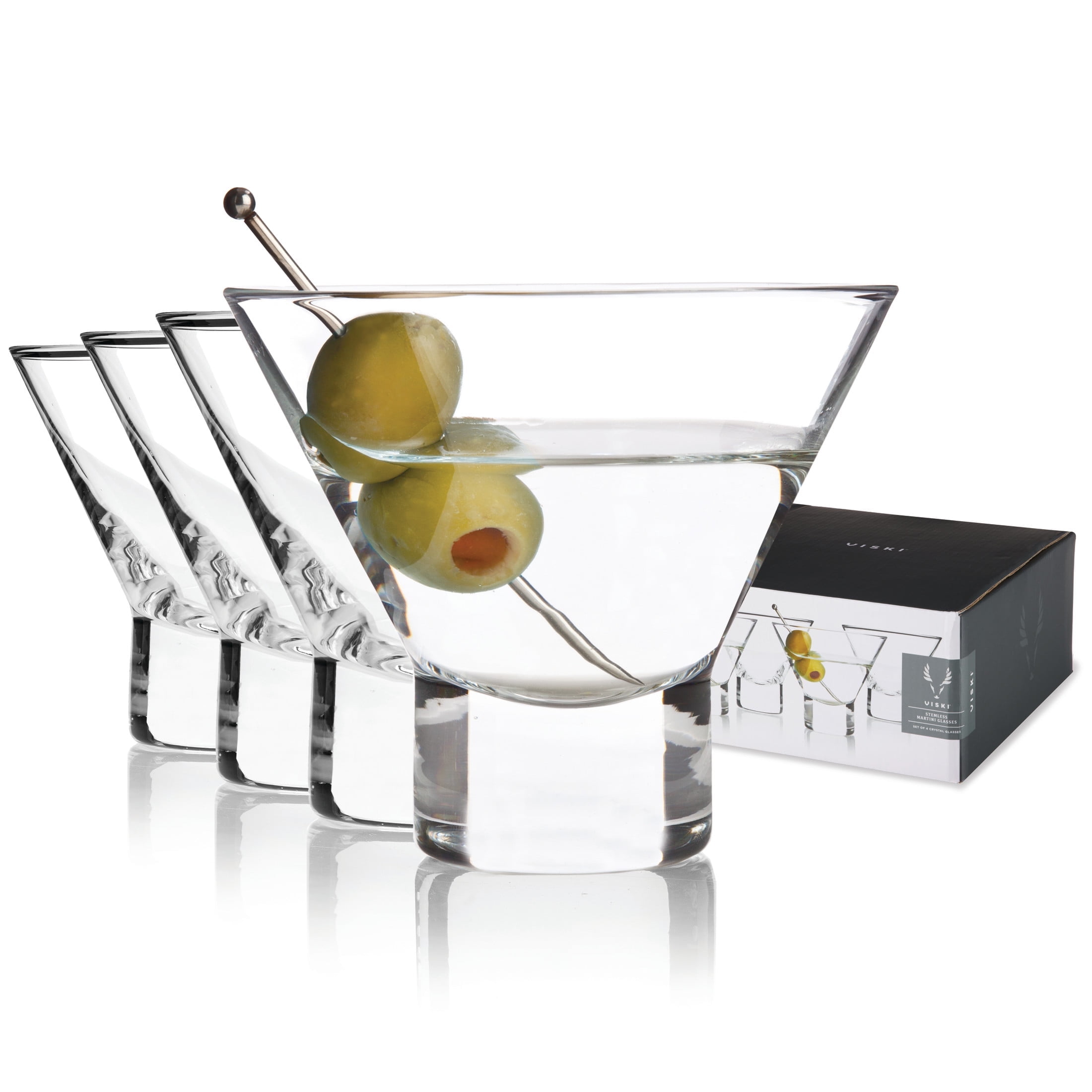 Viski Heavy Base Crystal Martini Glasses