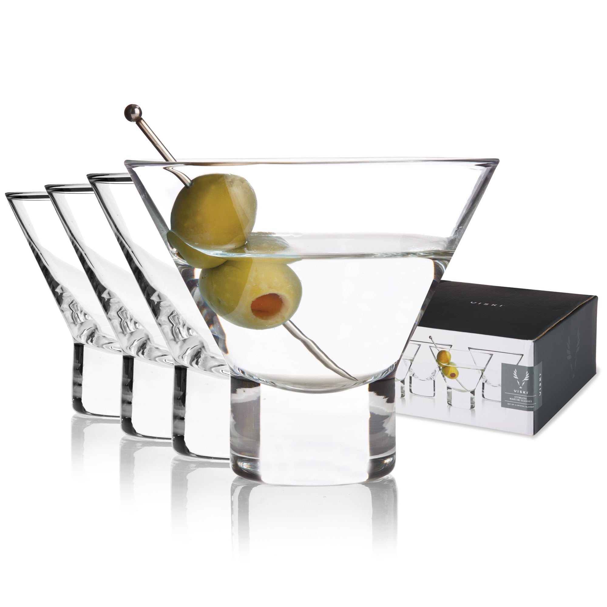 Viski Raye Angled Stemmed Crystal Coupe Cocktail Glasses, Champagne Coupe  Glasses, Drinkware Set, Espresso Martini Glasses, Set of 2, 7oz