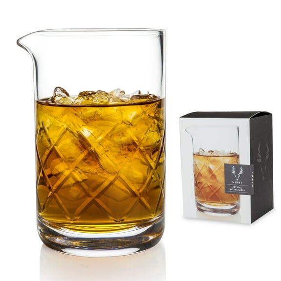 Viski Cut-Crystal Mixing Glass, Home Bar Tools, Bartender Gifts, Party 17oz