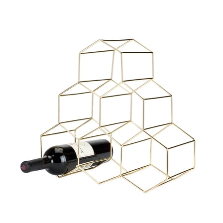 Viski Geo 6-Bottle Countertop Wine Rack, Kitchen Home Décor, Gifts, Gold