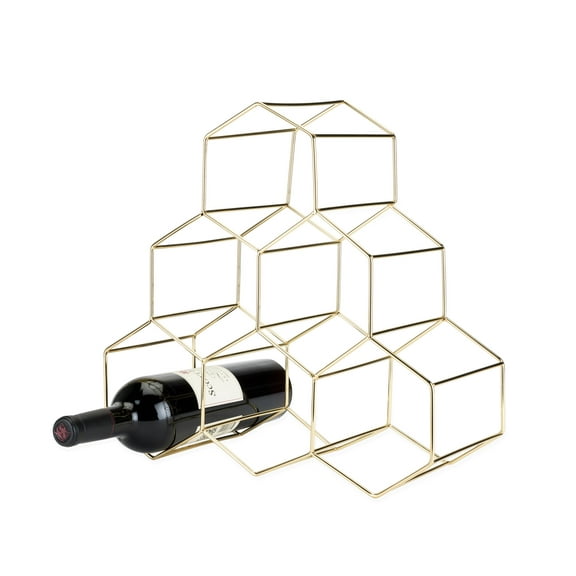 Viski Geo 6-Bottle Countertop Wine Rack, Kitchen Home Décor, Gifts, Gold