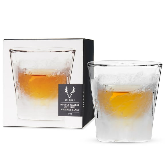 Viski Glacier Chilling Whiskey Glasses, Home Bar Gifts for Men 6oz Set of 1