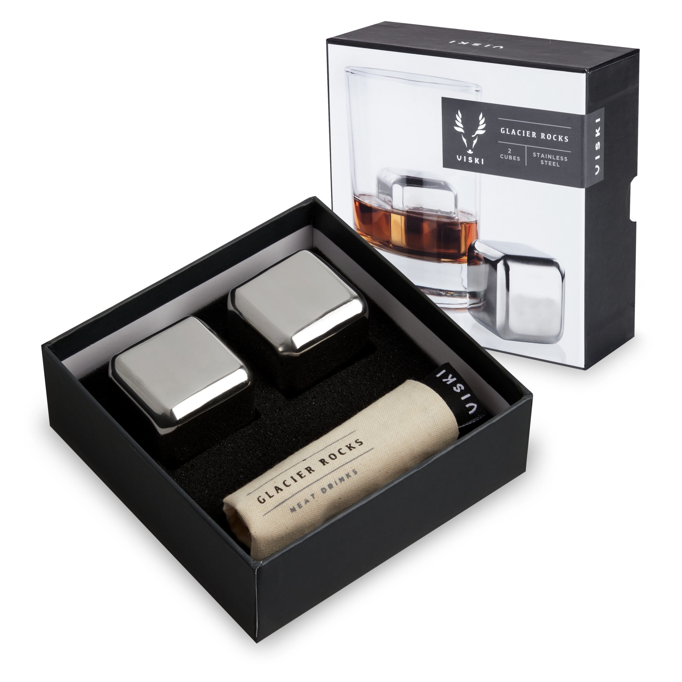 Viski Glacier Rocks Large Stainless Steel Ice Cubes, Bar Gifts, Set of ...