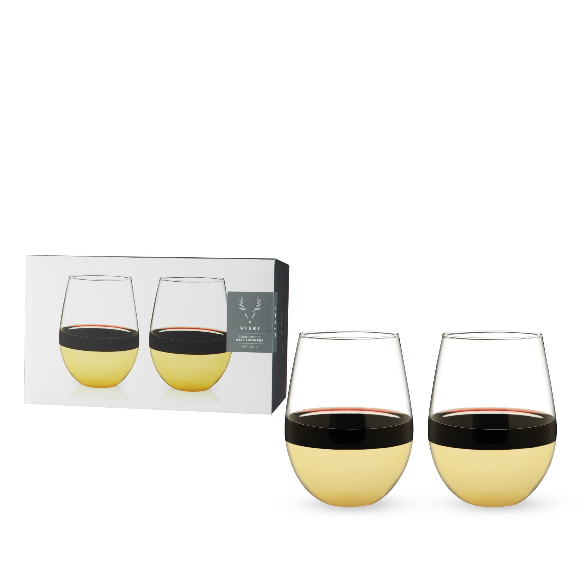 Stainless Steel Stemless Wine Glasses in Gunmetal Set of 2