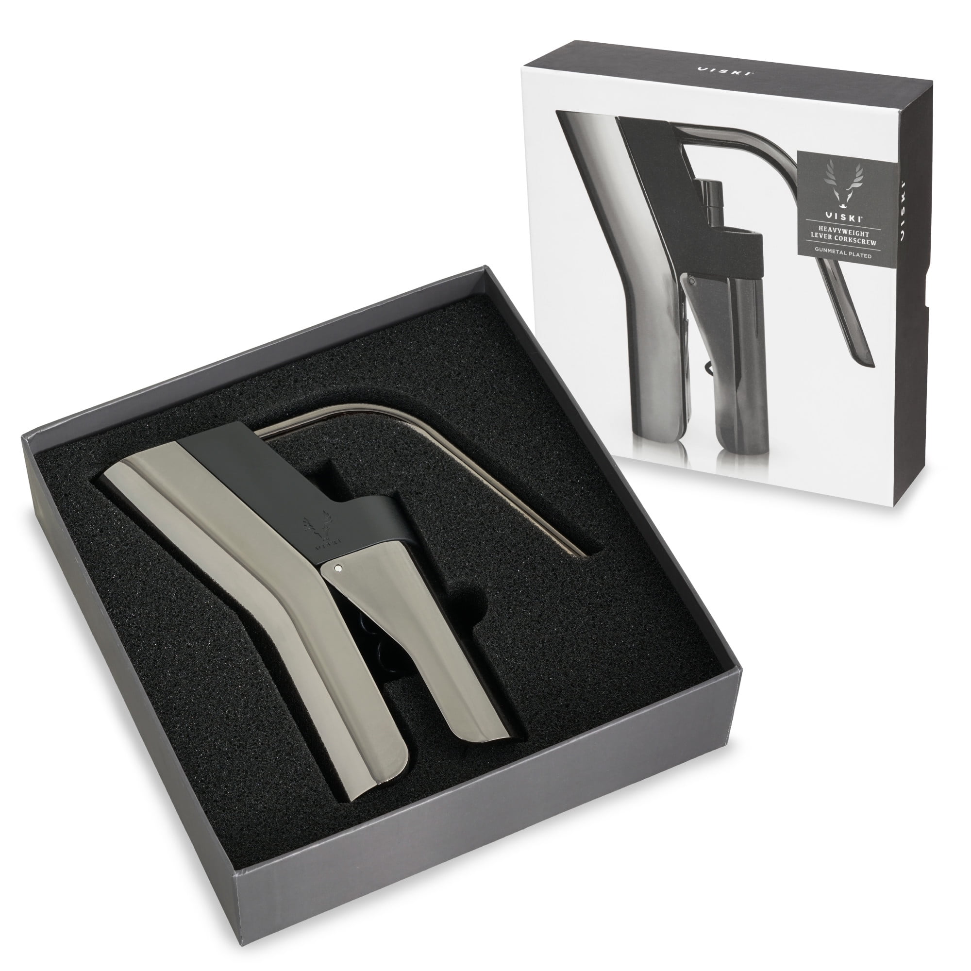 Viski Gunmetal Heavyweight Lever Corkscrew Wine Bottle Opener
