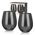 thumbnail image 1 of Viski Gunmetal Stainless Steel Wine Glasses, Birthday Gifts, 18oz Set of 2, 1 of 6