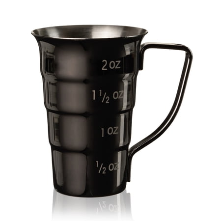 Viski Gunmetal Stepped Jigger With Handle, 4 Measurement Markings, Measuring Cup for Cocktail Recipes, 0.5 oz, 1 oz, 1.5 oz, & 2 oz, Stainless Steel
