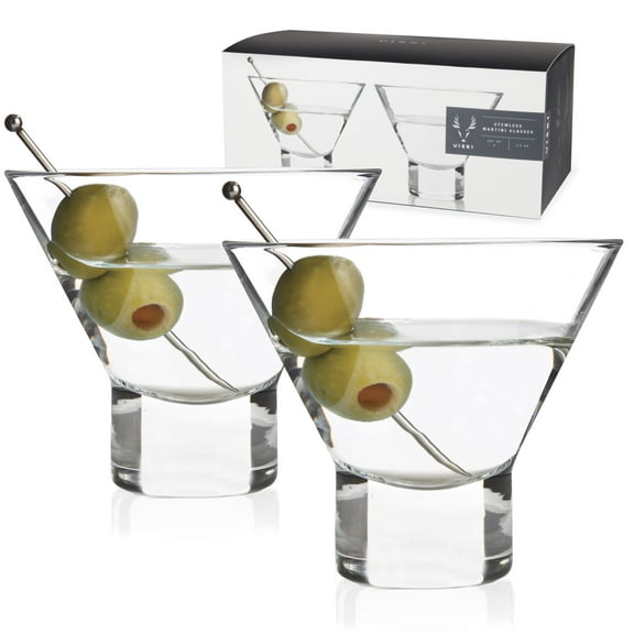 Viski Crystal Martini Glasses, Heavy Base Cocktail Glasses, 7.5oz, Set of 2