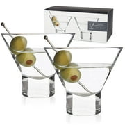 Viski Crystal Martini Glasses, Heavy Base Cocktail Glasses, 7.5oz, Set of 2