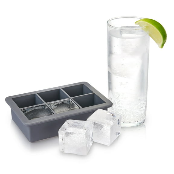 Viski Highball Ice Cube Tray Makes 1.5" Cubes, Ice Tray, Ice Mold, Grey
